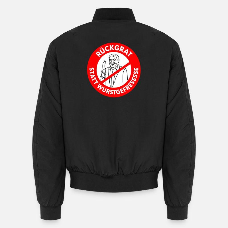 Rückgrat statt Wurstgefresse! Comic-WUNSCHFARBEN  - Unisex Bomberjacke - Schwarz