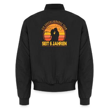 6 years relationship gift partner husband wife - Unisex Bomber Jacket - black - Back - AI Model Male 185 light (185cm)