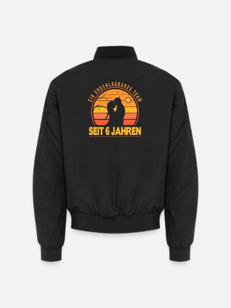 6 years relationship gift partner husband wife - Unisex Bomber Jacket - black