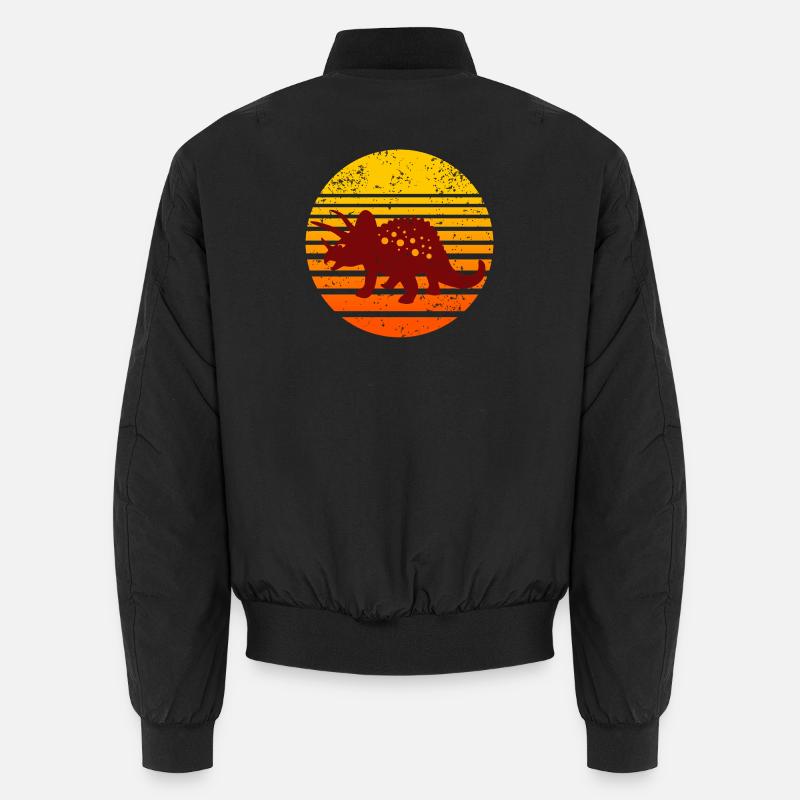 Dinosaur Sunset Motif Unisex Bomber Jacket