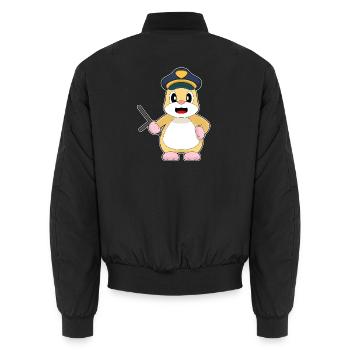 Hamster Polizist Schlagstock Polizei - Unisex Bomberjacke - Schwarz - Hinten - AI Model Male 185 light (185cm)