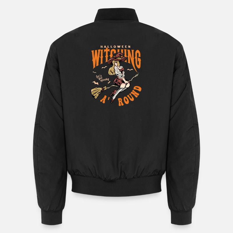 Halloween witch on broom druid style Unisex Bomber Jacket