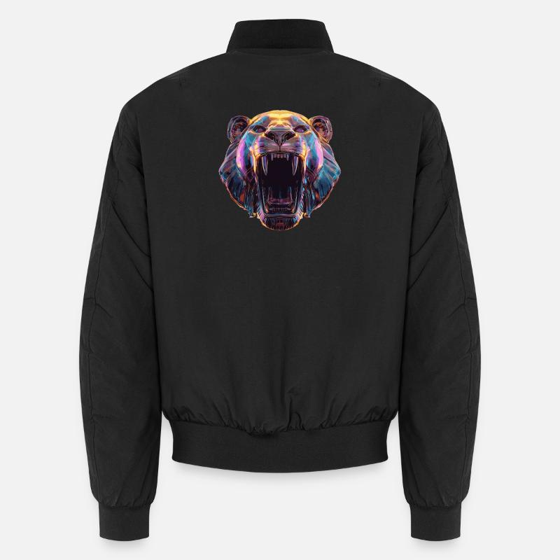 Neon Löwenkopf Kunstdesign Unisex Bomberjacke