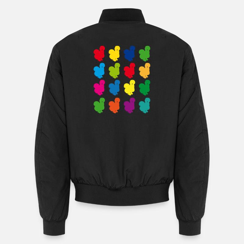 Bunte Henne Muster auf Farbsammlung, Seidenhuhn Unisex Bomberjacke