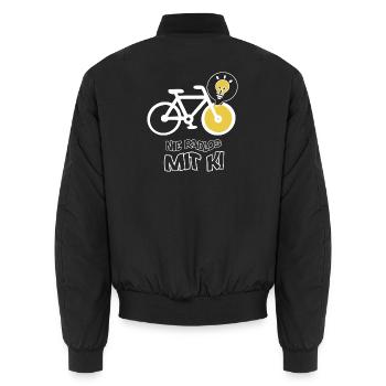 Vélo créatif avec design d’ampoule - Bomber unisexe - noir - Dos - AI Model Male 185 light (185cm)