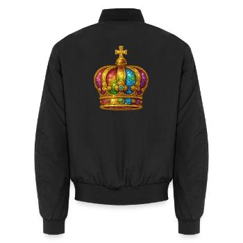Goldene Krone mit Regenbogen-Effekt - Unisex Bomberjacke - Schwarz - Hinten - AI Model Male 185 light (185cm)