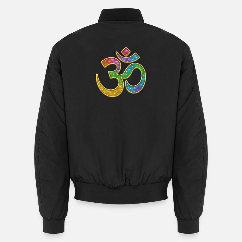 Regenbogen Om Symbol im Glitter-Design - Unisex Bomberjacke - Schwarz
