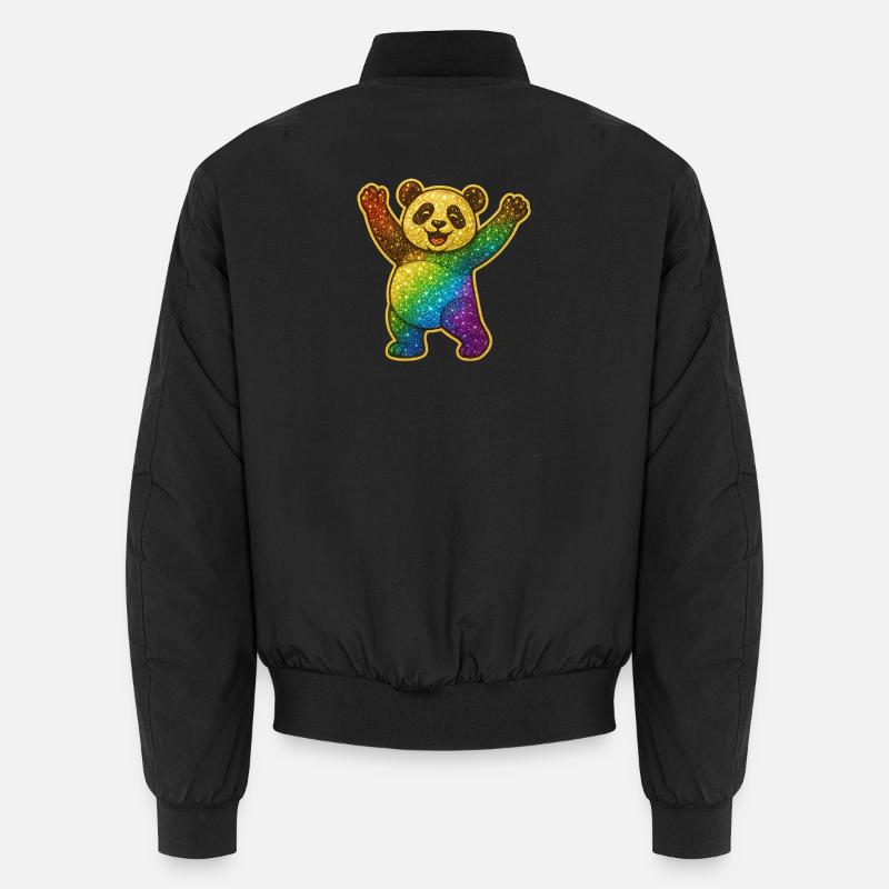 Glitzernder Regenbogen Panda Unisex Bomberjacke