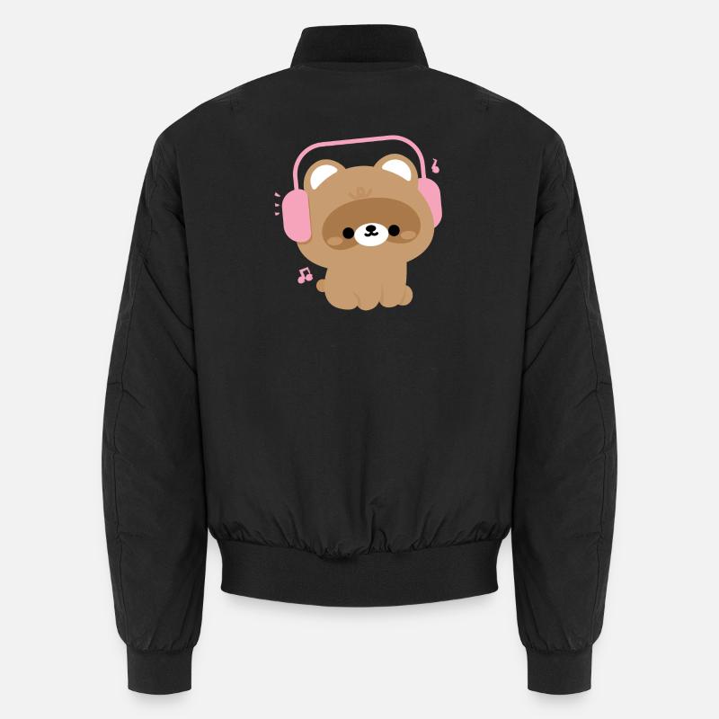 Mignon castor avec des écouteurs Illustration Bomber unisexe