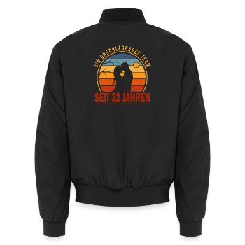 32 Years Relationship Gift Husband Wife - Unisex Bomber Jacket - black - Back - AI Model Male 185 light (185cm)