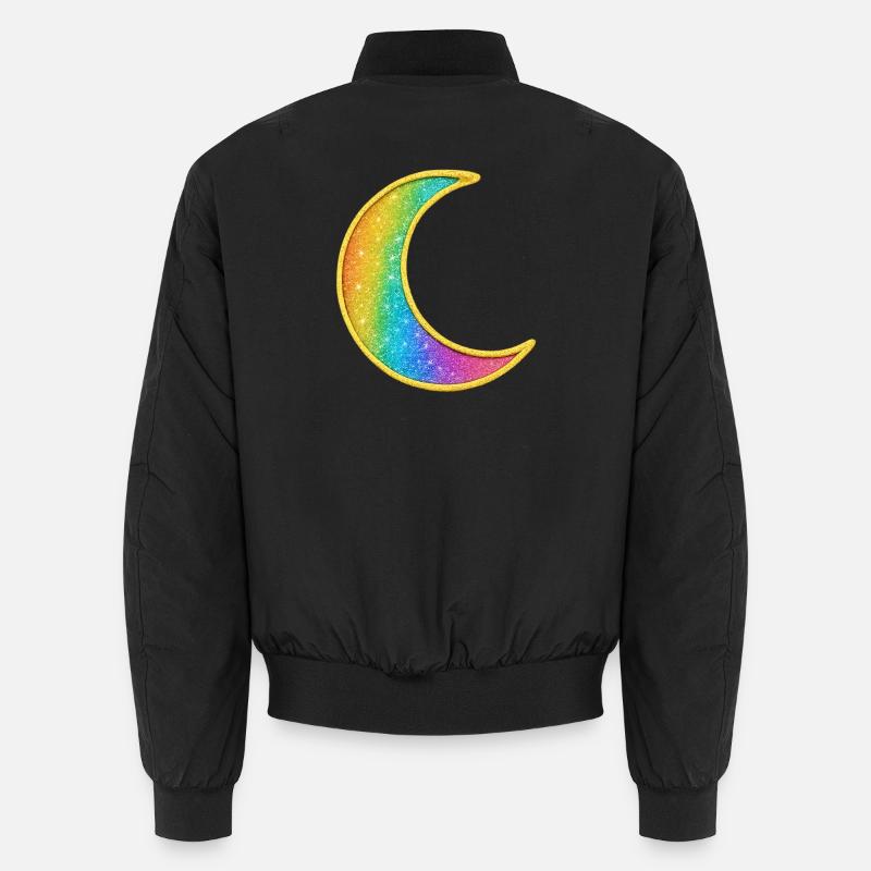 Rainbow Moon Glitter Design Unisex Bomber Jacket