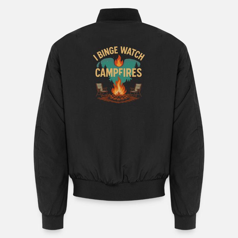 I Binge Watch Campfire - Unisex Bomber Jacket - black