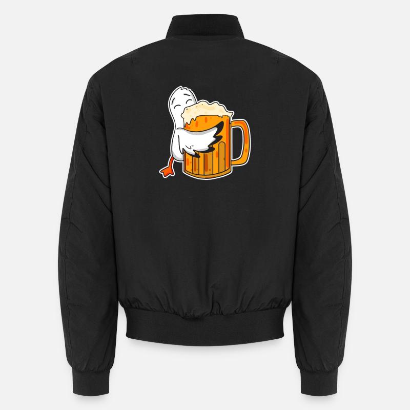 Niedliche Möwe mit Bierglas Unisex Bomberjacke