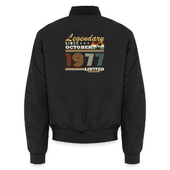 Octobre 1977 Vinatge Retro Cadeau Anniversaire - Bomber unisexe - noir - Dos - AI Model Male 185 light (185cm)