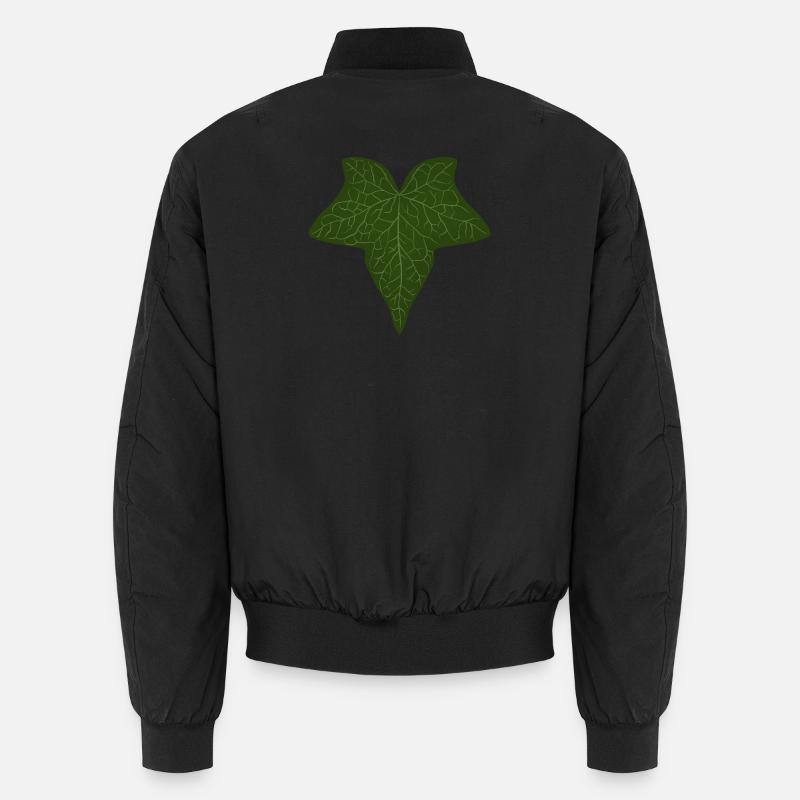 Elegant Green Ivy Leaf Pattern - Unisex Bomber Jacket - black