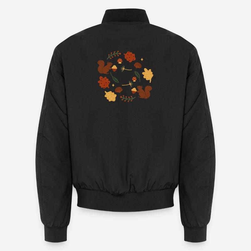 Herbstliche Eichhörnchen und Blätter Muster Unisex Bomberjacke