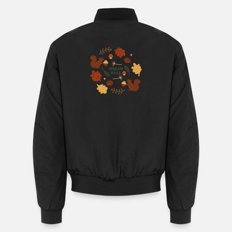 Herbstliches Naturmotiv mit Eichhörnchen - Unisex Bomberjacke - Schwarz