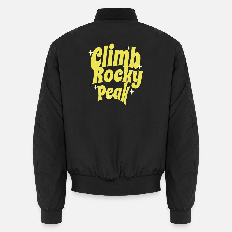 Climb Rocky Peak Motivational Design - Unisex Bomber Jacket - black