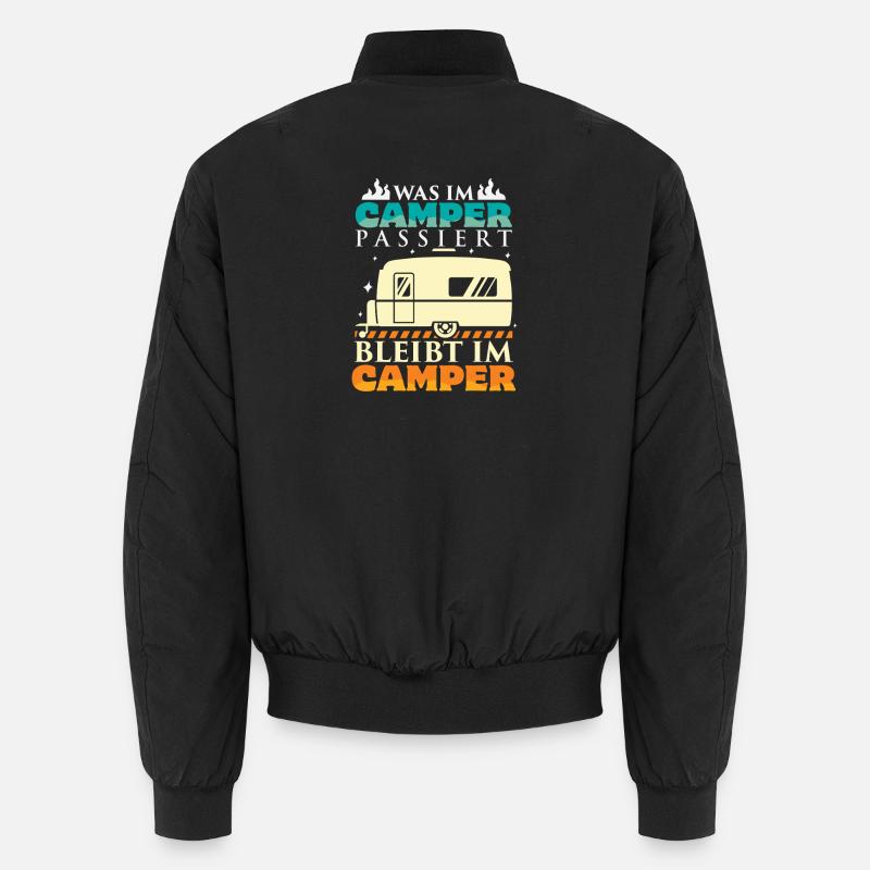 Camper Camping Wohnwagen Spruch - Unisex Bomberjacke - Schwarz