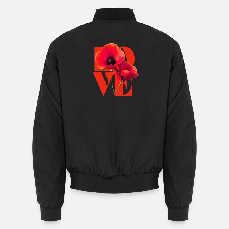 Lebendiges Mohnblumen-Kunstdesign - Unisex Bomberjacke - Schwarz