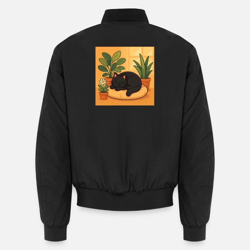 Cozy cat rest with plants Unisex Bomber Jacket