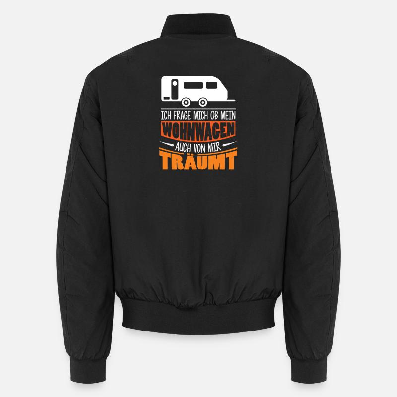 Camper Camping Wohnwagen Spruch - Unisex Bomberjacke - Schwarz