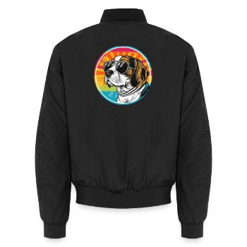 Chien d’été avec lunettes de soleil - Bomber unisexe - noir - Dos - AI Model Male 185 light (185cm)