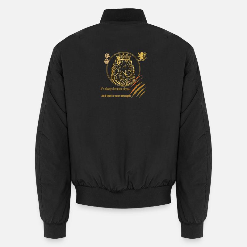 Lion Royalty and Strength Impression - Unisex Bomber Jacket - black