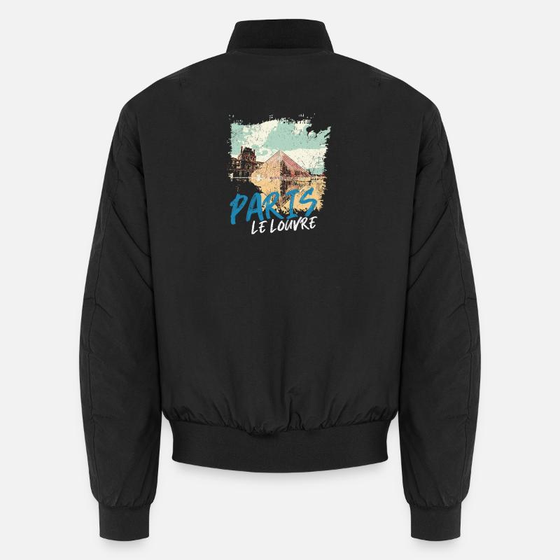 Louvre Pyramid and Paris Monuments - Unisex Bomber Jacket - black