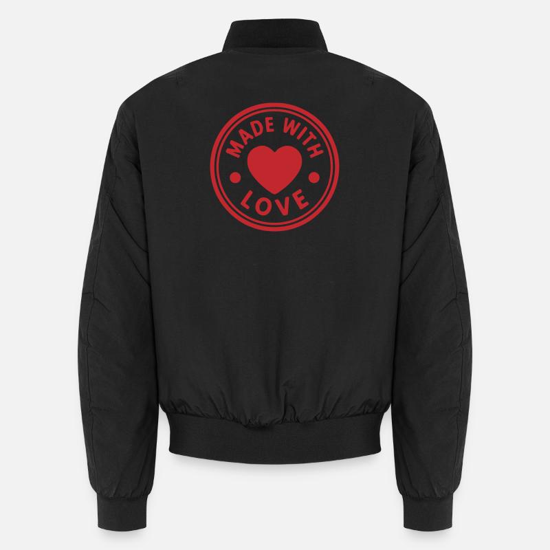 Made With Love Stamp Design - Unisex Bomber Jacket - black