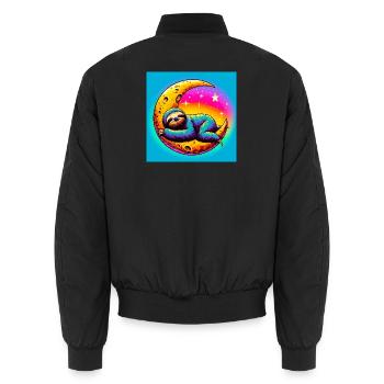 Faultier schläft auf dem Mond - Unisex Bomberjacke - Schwarz - Hinten - AI Model Male 185 light (185cm)