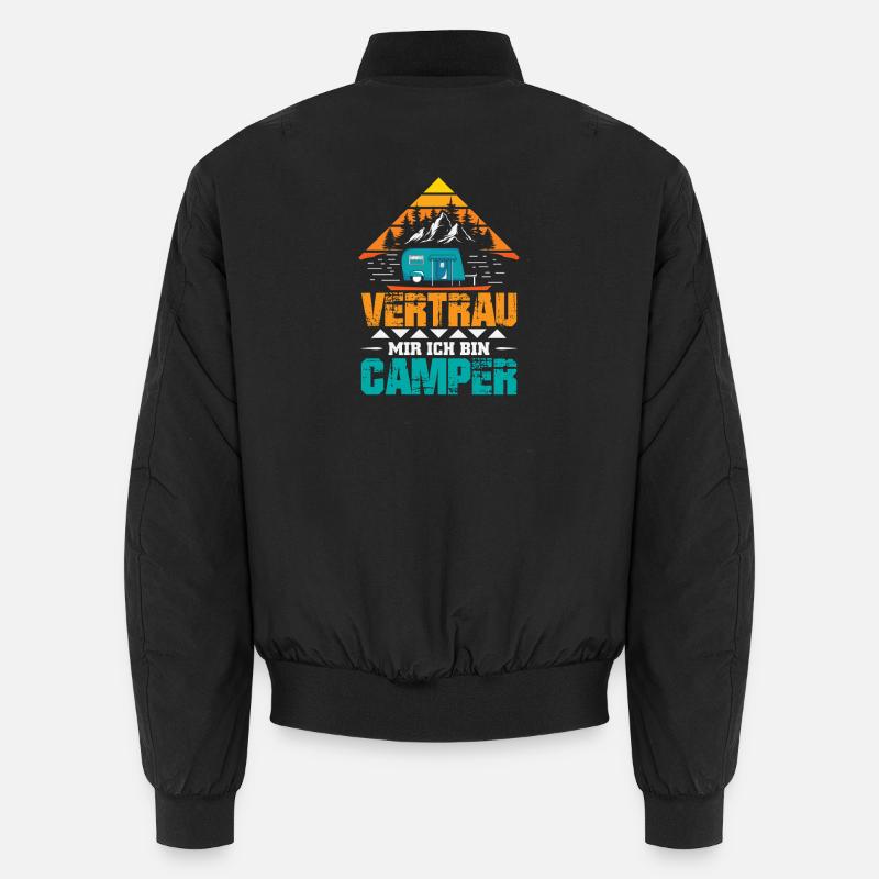 Camper Camping Wohnwagen Spruch - Unisex Bomberjacke - Schwarz