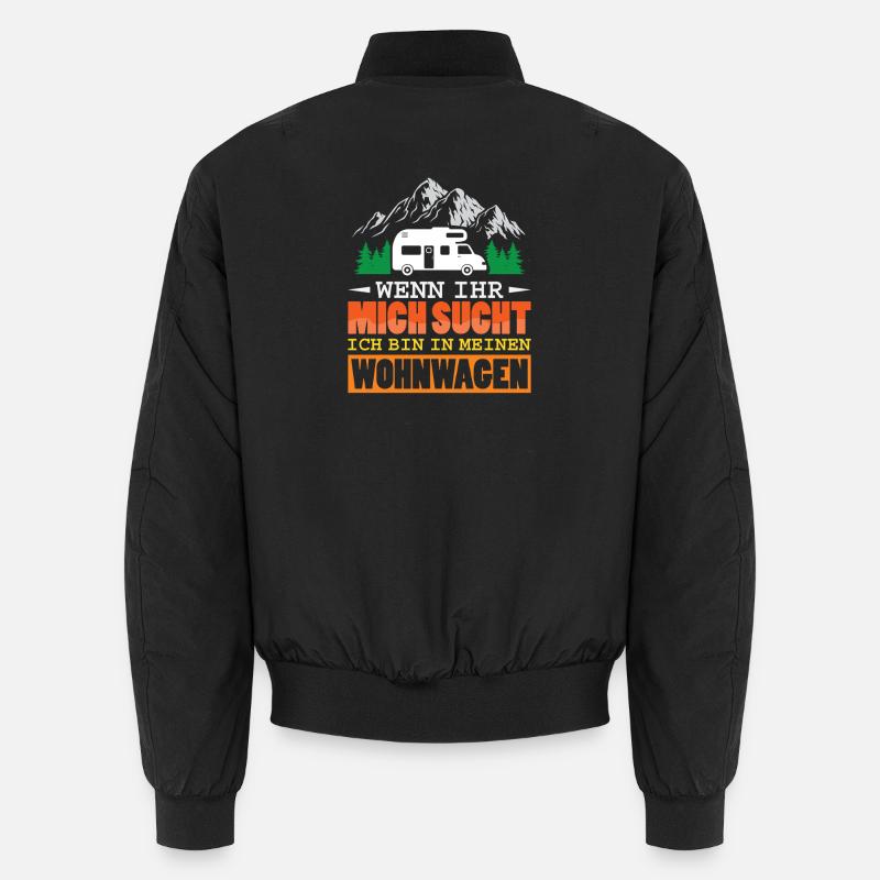 Camper Camping Caravan Saying - Unisex Bomber Jacket - black