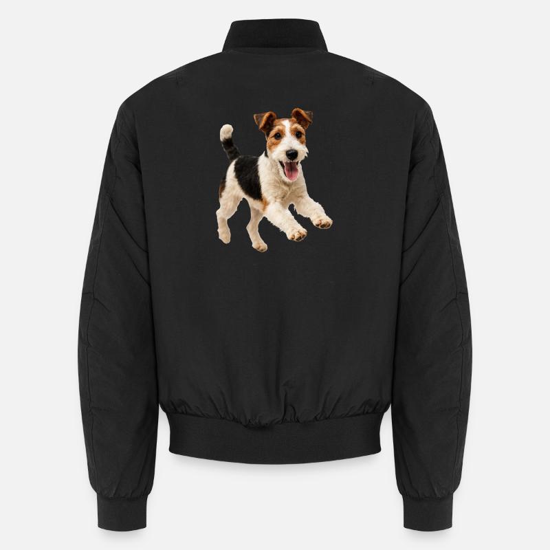 Playful Fox Terrier Dog - Unisex Bomber Jacket - black