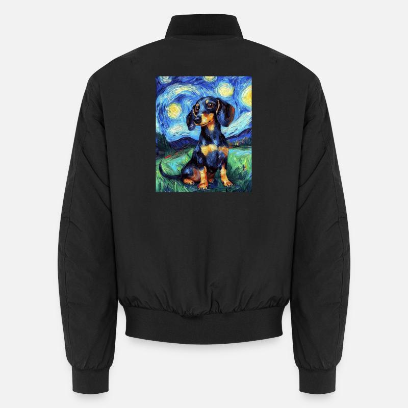 Dackel Hund Van Gogh Style Starry  Unisex Bomberjacke