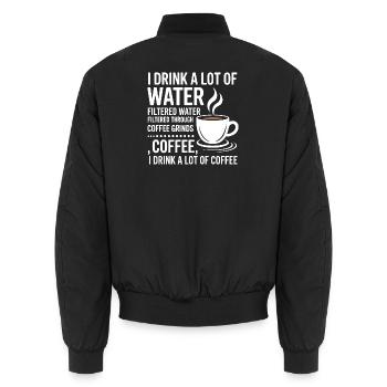 Je bois beaucoup d’eau Drôle de buveur de café - Bomber unisexe - noir - Dos - AI Model Male 185 light (185cm)
