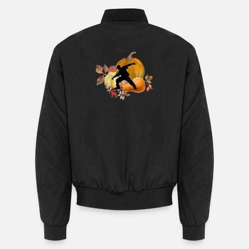 Dynamic Dancer in Autumn Pumpkin Scene Art Unisex Bomber Jacket