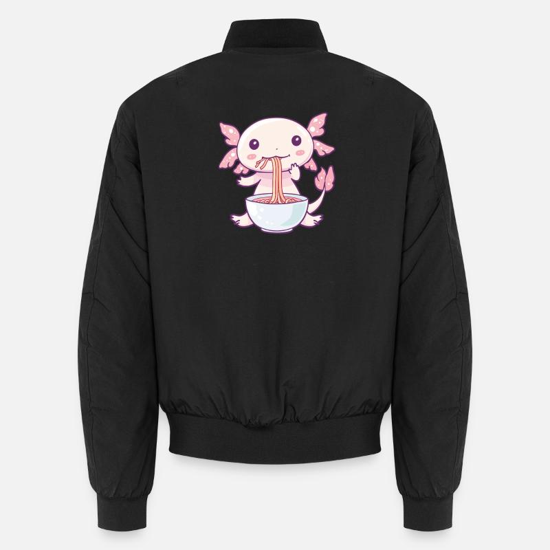 Cute Axolotl with Noodles Unisex Bomber Jacket
