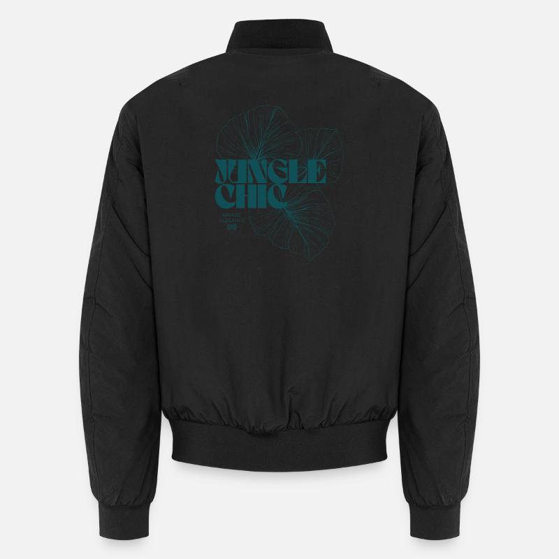 Botanical Jungle Monstera Leaf Pattern Design - Unisex Bomber Jacket - black