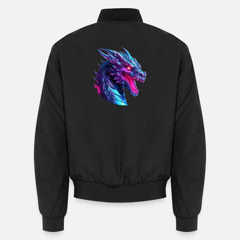Neon Drachenkopf Kunstwerk - Unisex Bomberjacke - Schwarz