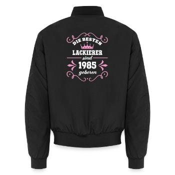 Lackiererin Geburtstag 1985 Jahrgang Lackierer Geb - Unisex Bomberjacke - Schwarz - Hinten - AI Model Male 185 light (185cm)