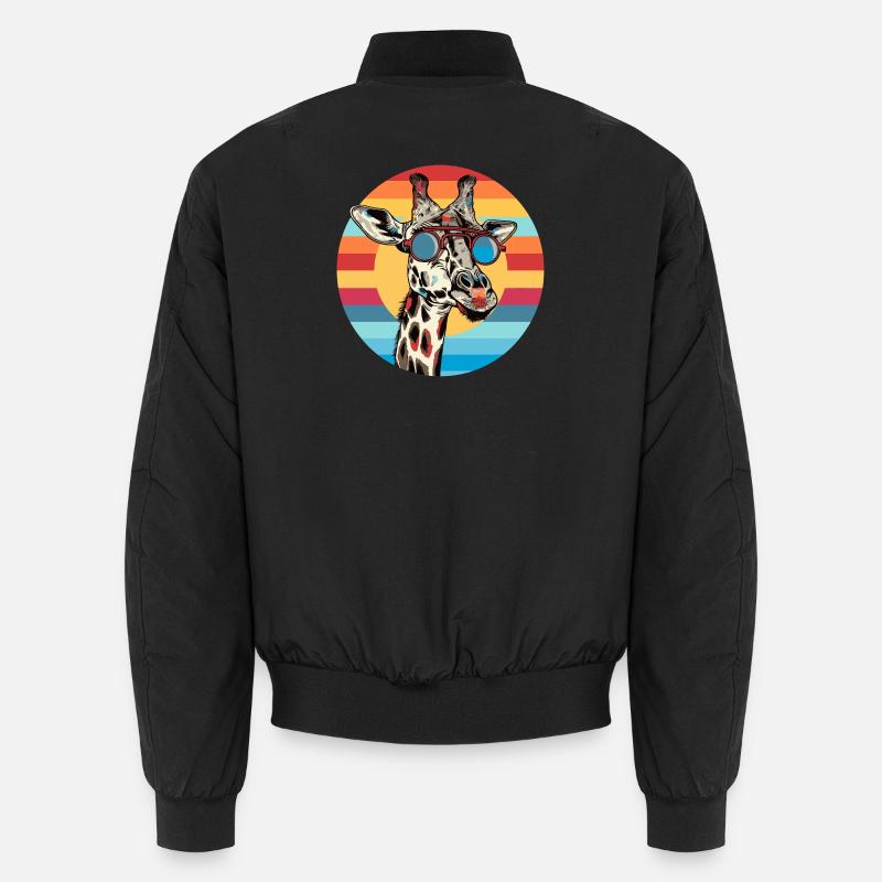 Giraffenbild mit Sonnenbrille - Unisex Bomberjacke - Schwarz