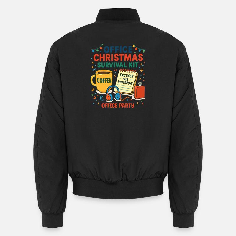 Büro-Weihnachtsfeier-Überlebenskit - Unisex Bomberjacke - Schwarz