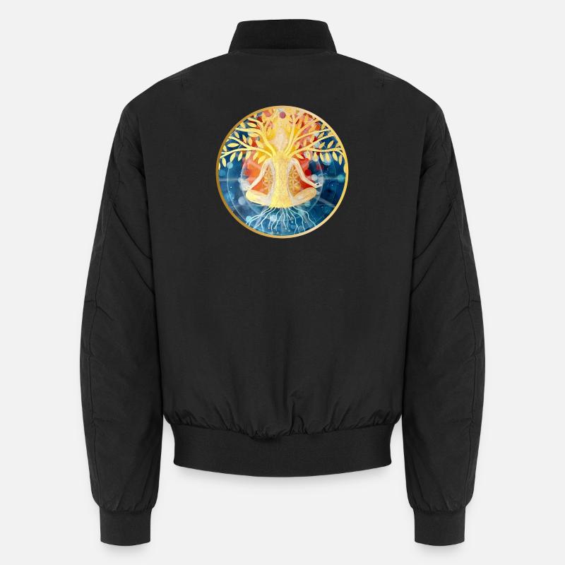 Lebendige Baum-Meditation Illustration Unisex Bomberjacke
