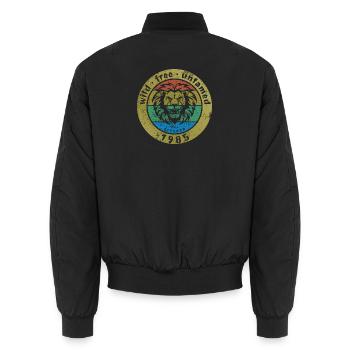 40th Birthday Wild, free & untamed since 10/1985 - Unisex Bomber Jacket - black - Back - AI Model Male 185 light (185cm)