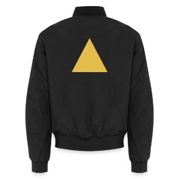 Geometric triangle motif in gold - Unisex Bomber Jacket - black - Back - AI Model Male 185 light (185cm)