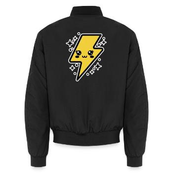 Adorable éclair au visage kawaii - Bomber unisexe - noir - Dos - AI Model Male 185 light (185cm)