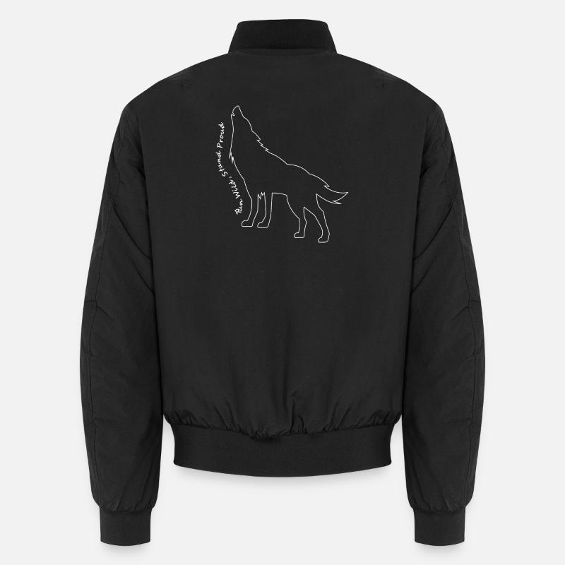 Howling Wolf Line Art Design Unisex Bomber Jacket