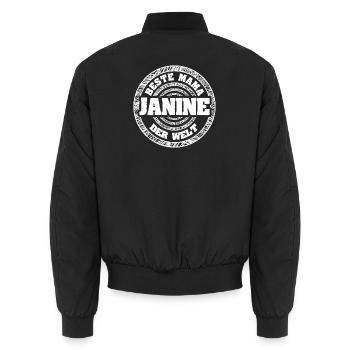 Mutter Janine - Unisex Bomberjacke - Schwarz - Hinten - AI Model Male 185 light (185cm)