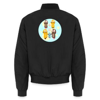 Niedliche Kawaiifiguren Familie - Unisex Bomberjacke - Schwarz - Hinten - AI Model Male 185 light (185cm)